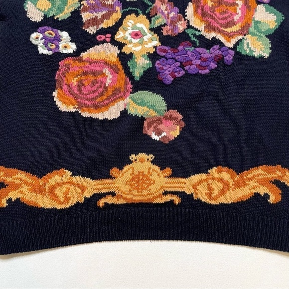 VTG Grandma embroidered floral cottagecore sweater XL - XXL - Picture 3 of 11